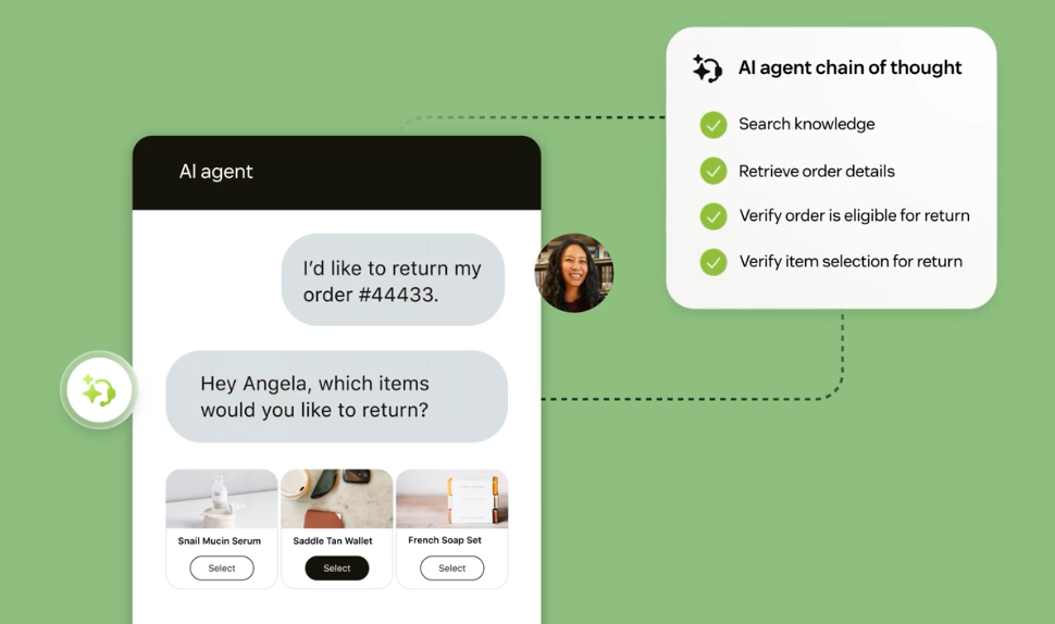 Zendesk AI agent resolving a return request with chain of thought
