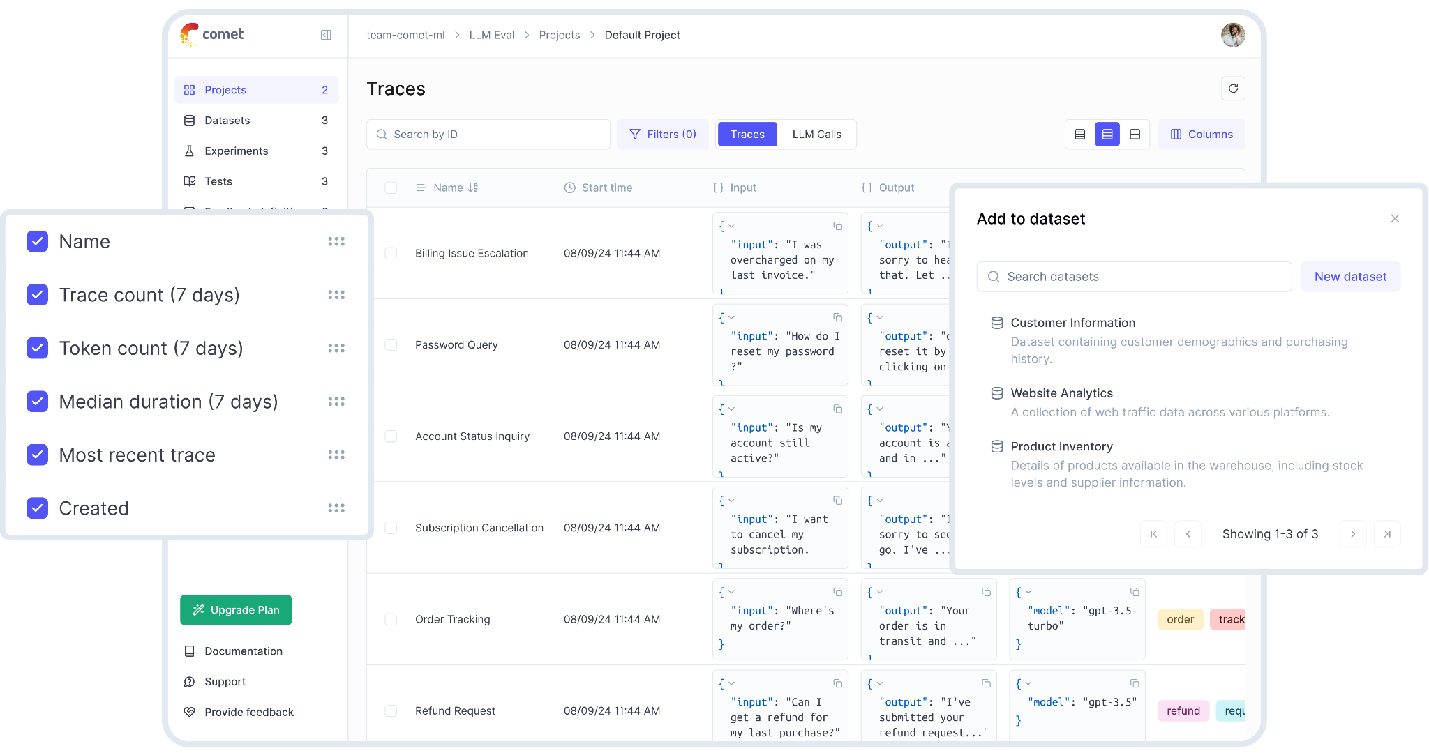 Comet Opik dashboard